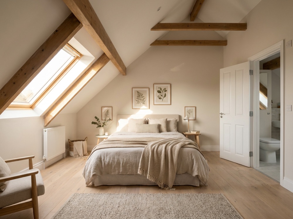 Finished dormer loft conversion adding a bright bedroom in Leeds