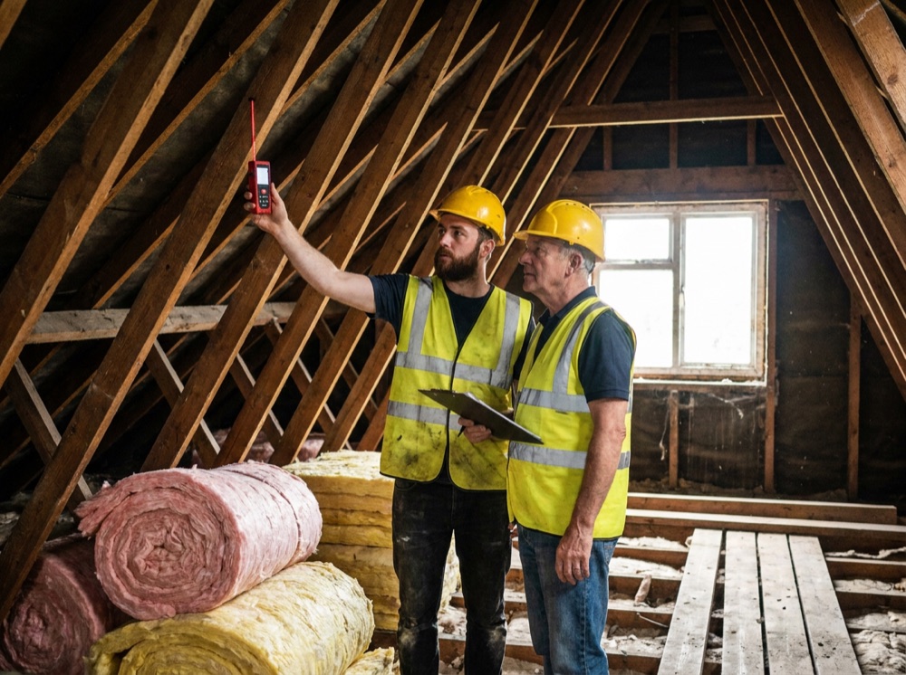 Loft conversion specialist surveying a Leeds attic for a new room